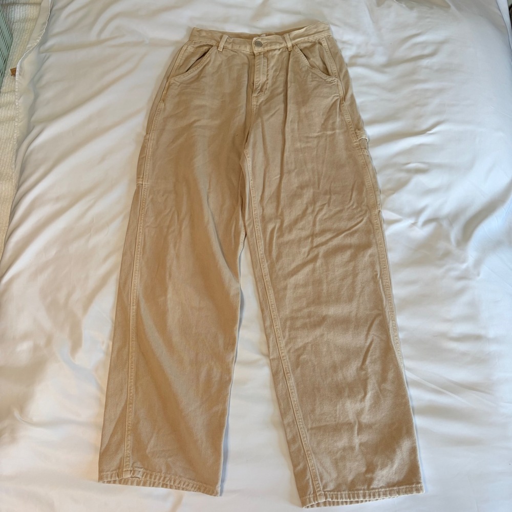 Garage Women Size 5 Tan Khaki Carpenter Pants High Waisted Utility Straight Leg